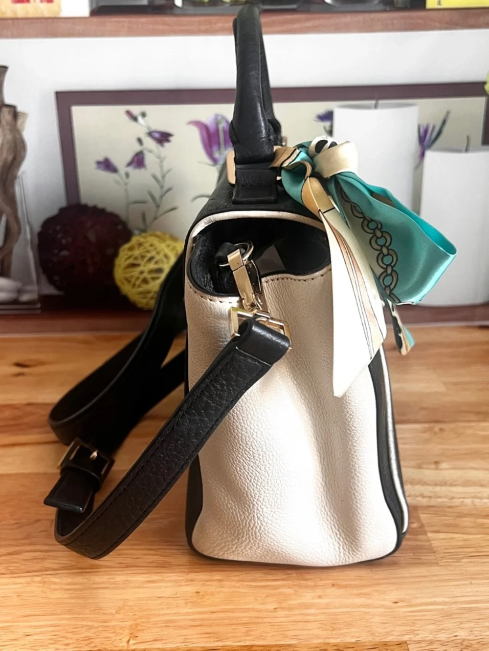 Kate Spade Crossbody Bag Top-Handle Purse Satchel w Scarf Accent Laurel Wesley - Picture 9 of 12